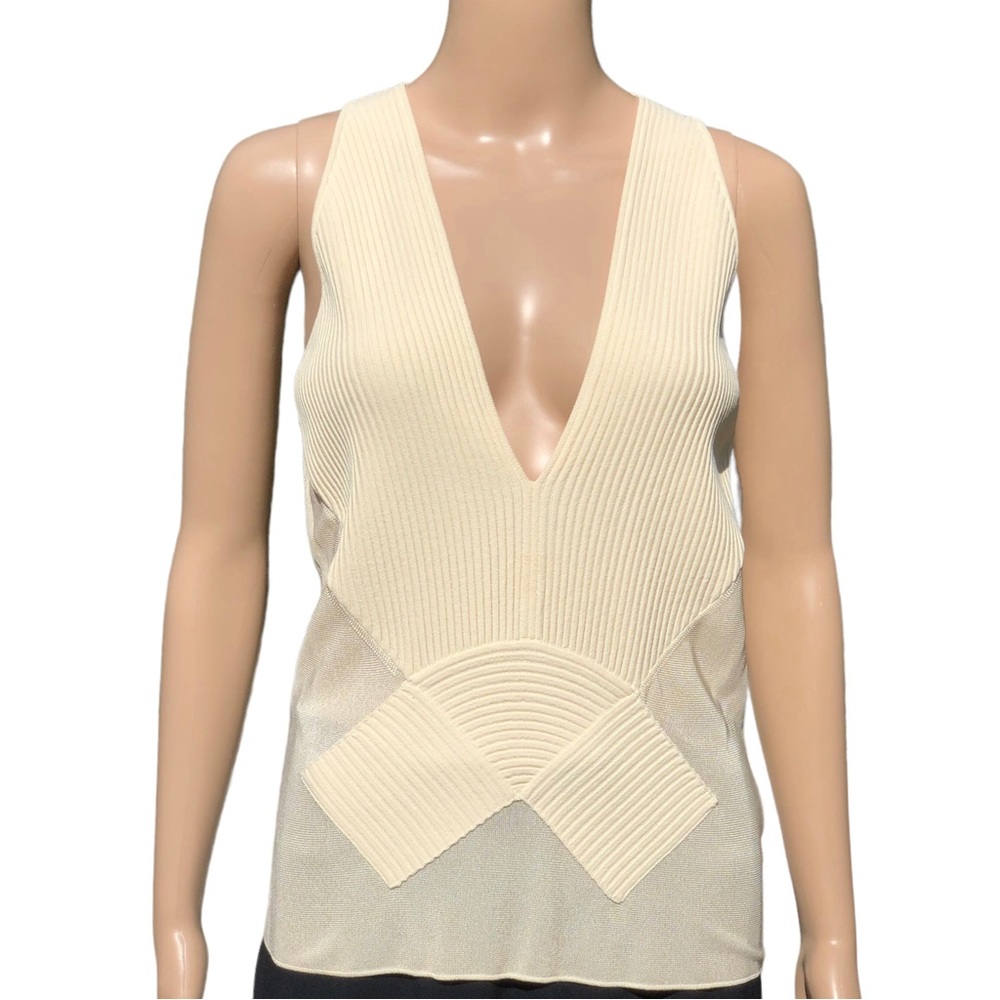 Giorgio Armani NWT ivory knit and sheer top Sz 12